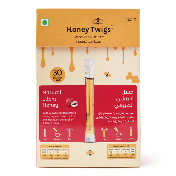 Honey Twigs Natural Litchi Honey 30 Twigs Pack, 240g