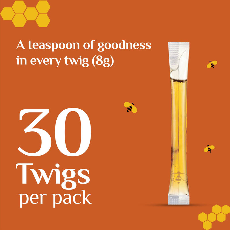 Honey Twigs Turmeric Infused Honey 30 Twigs Pack, 240g