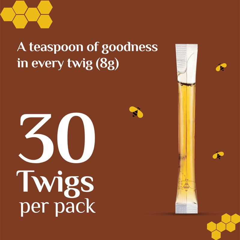 Honey Twigs Cinnamon Infused Honey 30 Twigs Pack, 240g