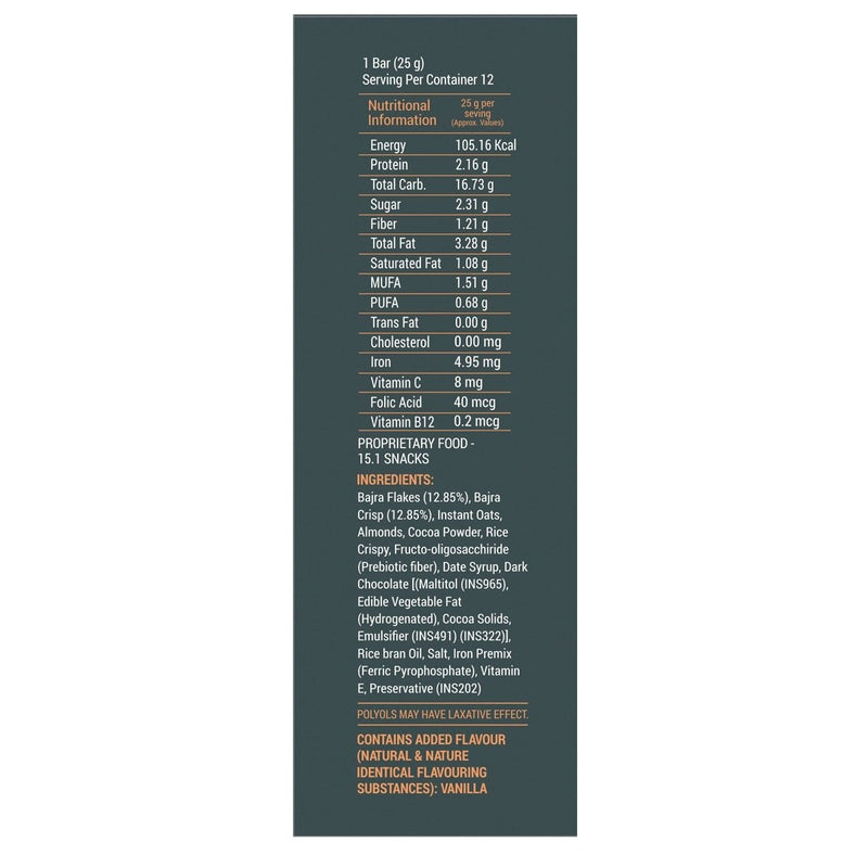 Bajra (Pearl Millet) Millet Snack Bars, 300 g (12 Bars)