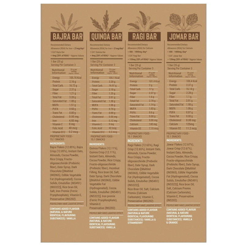 Millet Energy Bars Variety Pack, 300g (12 Bars)