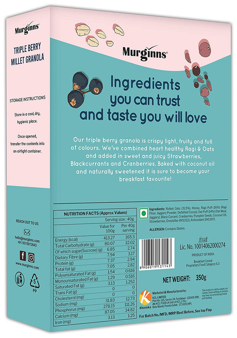 Triple Berry Millet Granola, 350g