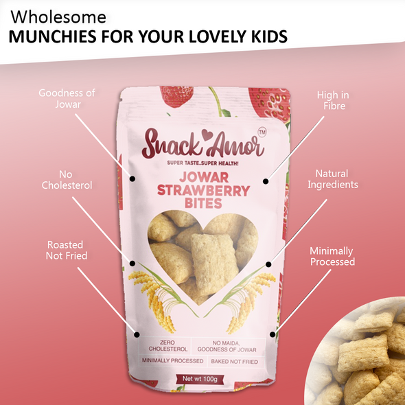 Jowar Strawberry Bites, 100g