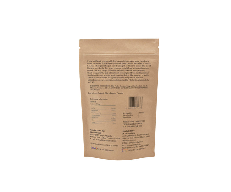 Organic Black Pepper Powder, 75g