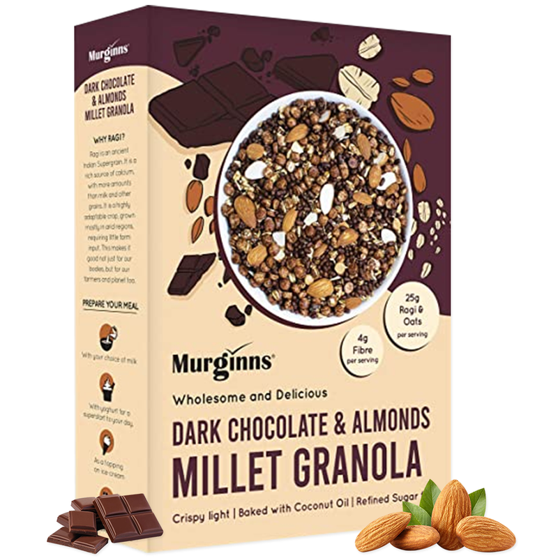Dark Chocolate & Almond Millet Granola, 350g