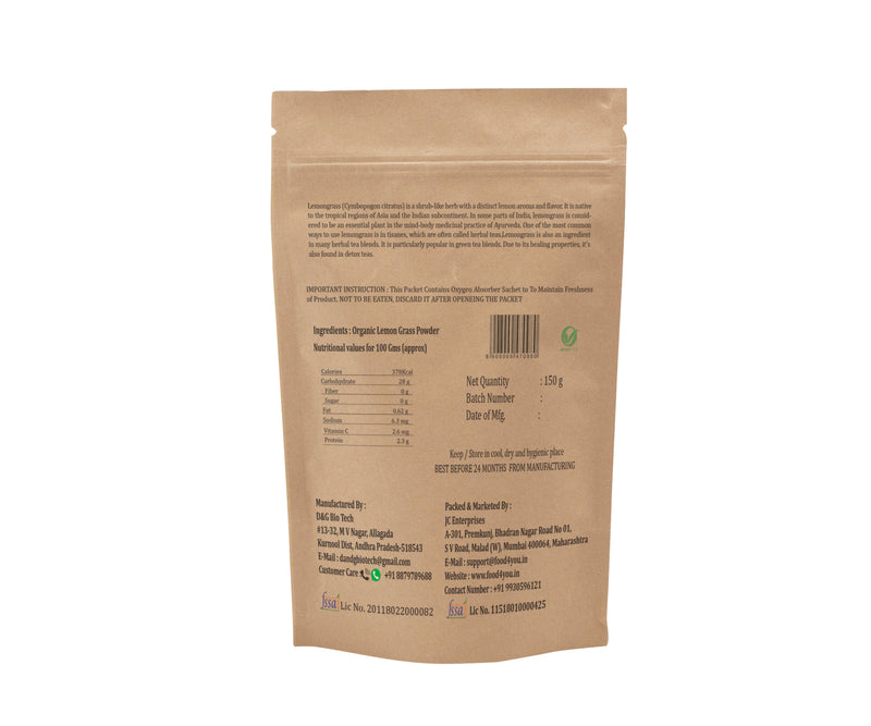Organic Lemongrass Powder, 150g