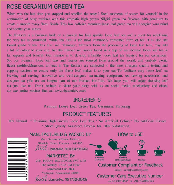 Rose Geranium Green Tea, 65g
