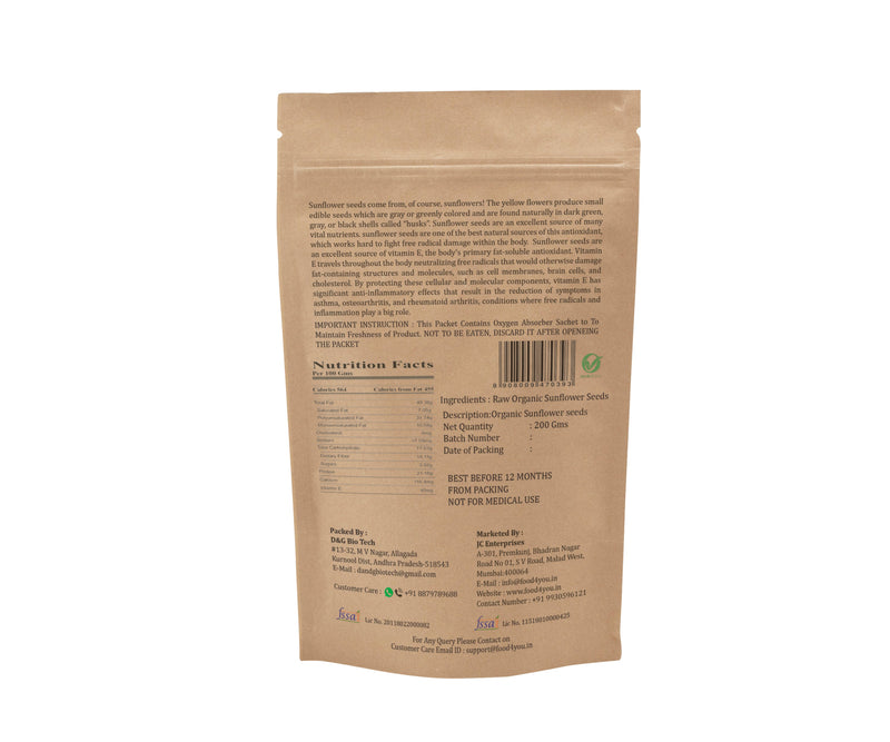 Organic Sunflower Seeds, 200g