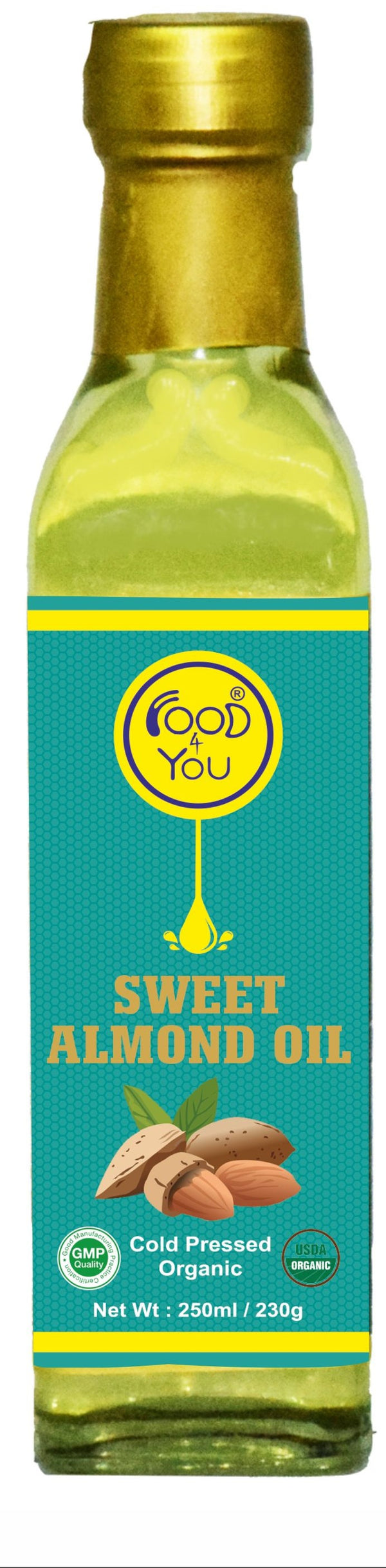 Organic Cold Pressed Sweet Almond Oil, 250ml