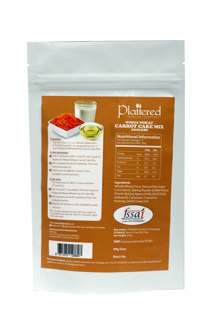 Whole Wheat Carrot Cake Mix, 225g